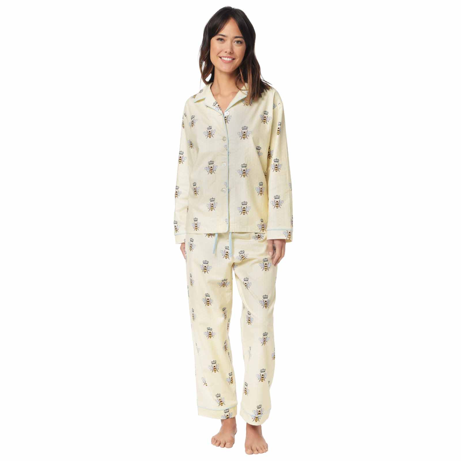 Queen Bee Yellow Flannel Pajama Set